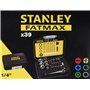 STANLEY Coffret d'Embouts de Vissage 1/4 " 25 mm avec Mini Clé à Cliquet - Jeu de 39 Pièces Gamme Pro 1-13-907