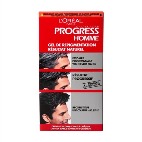 L'Oréal Paris - Gel de Repigmentation Sans Ammoniaque - Coloration des Cheveux Blancs pour Hommes - Résultat Naturel sur Tous Ty