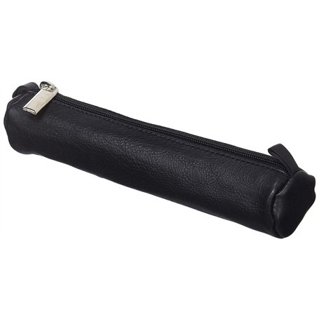 Alassio 43041 Trousse ronde en cuir nappa avec fermeture éclair Noir env. 19 x 3