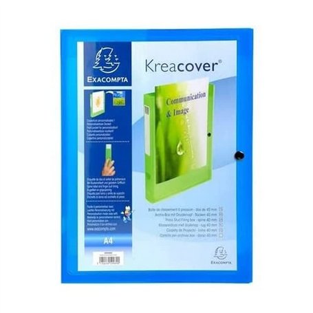 Exacompta - Réf. 59982E - 5 boites de classement avec fermeture à pression Kreacover - personnalisable sur 1 face - en polypropy