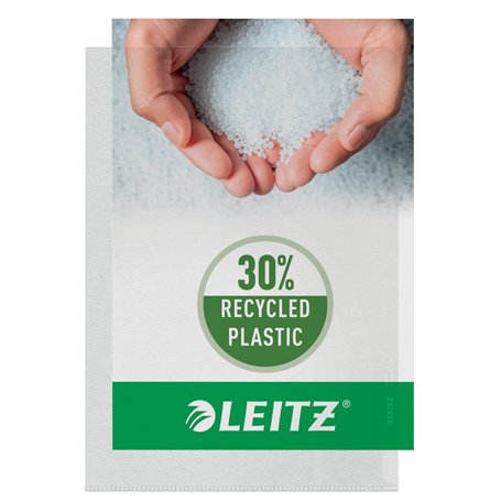 Leitz-pochette plastique transparentes en polypropylène standard format a4 grainé-transparent-lot de 10