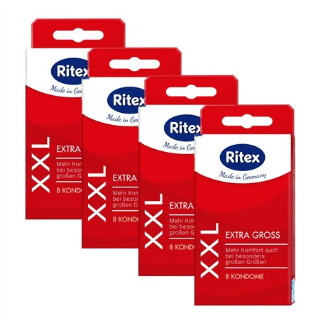 Ritex Lot de 32 (4 x 8) préservatifs taille XXL + 3 sachets de gel lubrifiant Vitalis (3 x 5 g) gratuits