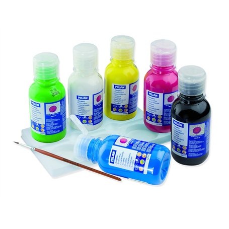 MILAN - Boîte de 6 bouteilles de gouache de 125ml Couleurs Assorties