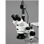 AmScope - 3.5X-90X Trinocular Stereo Microscope, 0.5X and 2X Barlow Lenses, Boom Arm Stand + 144 LED 4 Zone Ring Light - SM-4TZ-