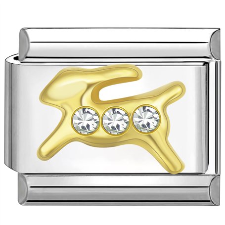 Quiges - Module de breloque de style italien de 9 mm en acier inoxydable et zircone - Horoscope Capricorne pour bracelets italie