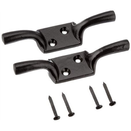 Bulk Hardware BH00403 Paquet de 2 - Taquets d'amarrage poli 100 mm Noir