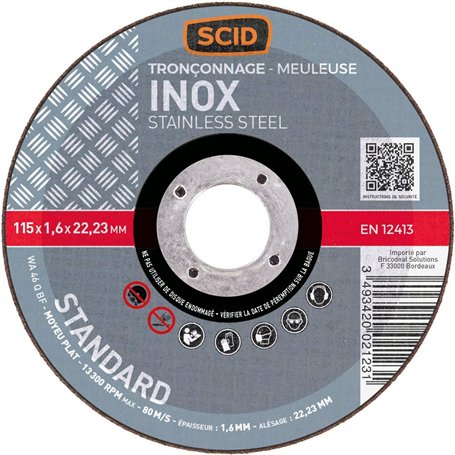 Disque à tronçonner l'inox Ø 115 mm - SCID