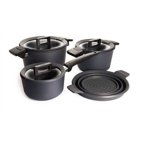 Woll 101CPI 120 CP / 124 CP /918 CP/SI 24 Ensemble de 4 Plats de Cuisson en Fonte pour Feux à Induction + Couvercle Assorti et M