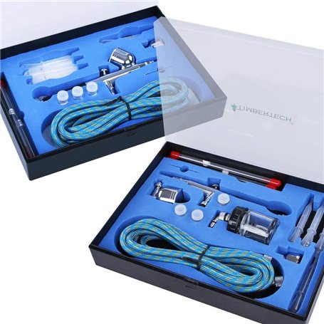 TIMBERTECH - ABPST03 Pistolet Aerographe Set de 2 aérographes avec 6 Aiguilles