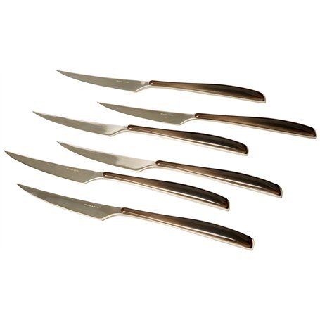 BUGATTI GLNU-021F06/6 Glamour Ménagère de 6 Pièces Couteau Dessert SAN/Acier Noir 16 x 26 x 3 cm