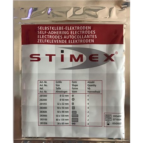 STIMEX Lot de 4 électrodes 50 x 50 mm