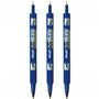 PILOT Lot de 3 Marqueurs TWIN MARKER indélibile bleue 2 pointes ogives:fine et moyenne