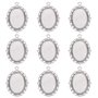 PH PandaHall Lot de 10 Supports Pendentifs Ovales en Alliage Plateau de Collier pour Cabochon/Medaillon/Camee