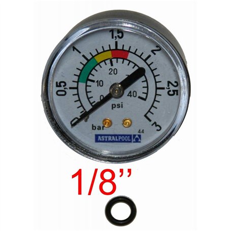 jardiboutique astralpool - Manomètre astralpool pour Filtre a Sable Piscine 3 Bars - 4404010103 - Fixation arriéré raccord 1/8"
