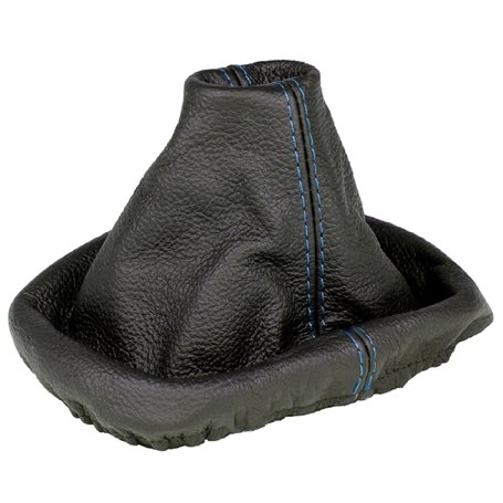 L&P A0035 Soufflet Sac Manchette manchon de commutation 100% cuir véritable veritable noir noire couture fil bleu bleue transmis