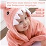 Serviette à Capuche Bébé Lexikind : Peignoir De Bain En Tissu Éponge Pour Garçon Et Fille (Requin Rose)