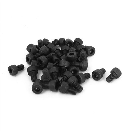 sourcing map 50pcs M5 x 8 mm Vis à tête cylindrique à six pans creux hexagonale Boulon en acier allié 12.9 Noir