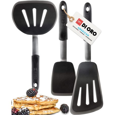 DI ORO® - Série Chef - Spatules de cuisine en silicone et acier inoxydable - Résistantes à la chaleur à 315 °C - Meilleures spat