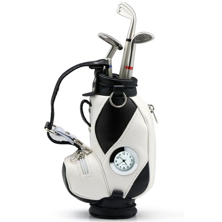 TRIXES Nouveauté Porte-Stylo en Forme de Sac de Golf avec Stylos en Forme de Clubs de Golf et Horloge