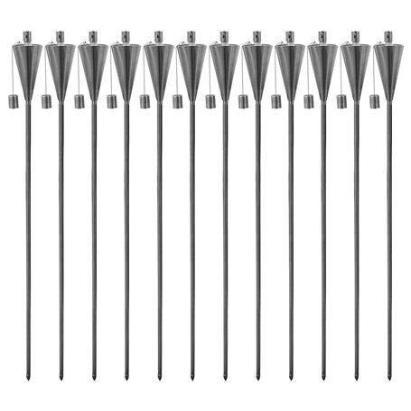 Harbour Housewares Torches de Jardin en Métal - Cône - Paquet de 12 - Torches de Jardin Argentées de 146 cm Éclairage Extérieur