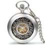 JewelryWe Montre de Poche Gousset Squelette Mécanique Manuel Rayure Fleur Ciselée Chiffre Romain Pendentif Collier Alliage pour