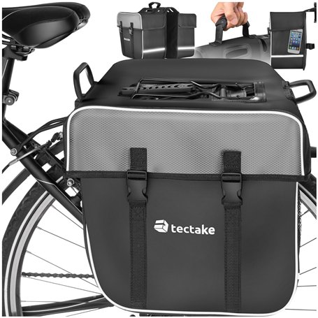 TecTake® Double Sacoche de vélo Porte-Bagage 35L Imperméable Accessoire Velo avec Bandes réfléchissantes & Poches Filets pour Bi