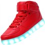 PADGENE Chaussures de Sport Montantes à LED Clignotantes Femme/Homme Rechargeables par USB (Rouge
