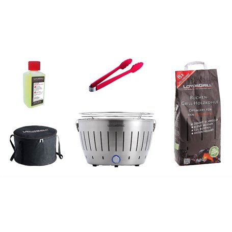 LotusGrill Kit de Démarrage 1x LotusGrill Inox 1x Charbon de bois de hêtre 1kg