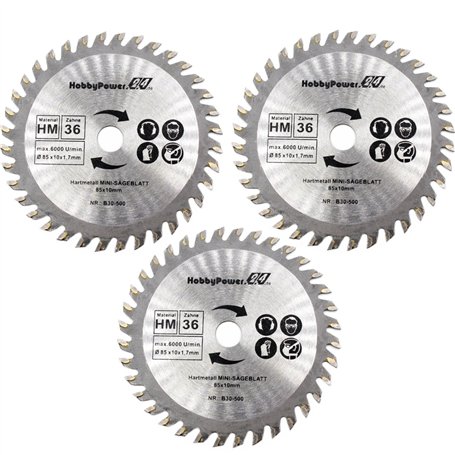 Lot de 3 mini scies circulaires manuelles HM - Pour bois