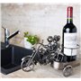 BRUBAKER - Porte-Bouteille de vin - Couple & Chien à Moto Side-Car - Sculpture en Métal - Carte de voeux INCL. - Idée Cadeau Ori