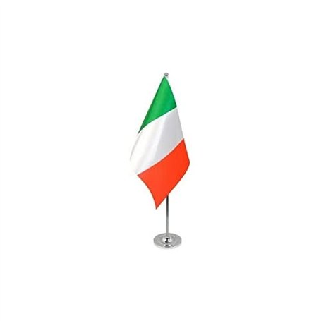 AZ FLAG - Drapeau De Table Italie Prestige - Drapeau Italien De Bureau En Satin Avec Hampe De 30cm Et Socle En Métal - 22x15 cm