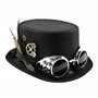 TrendandStylez Chapeau cylindrique Steampunk noir avec lunettes amovibles