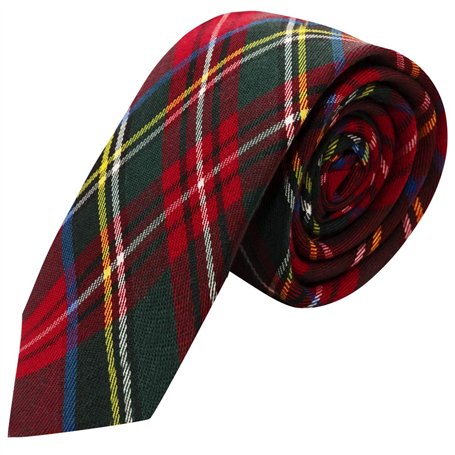 King & Priory Cravate de Cocher Traditionnel Tartan Rouge