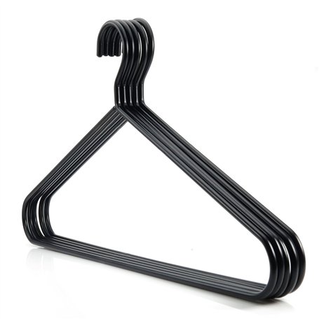 Hangerworld 5 Cintres 45cm en Acier Renforcé à Revêtement Noir et Lisse avec Barre Pantalon pour Vestes