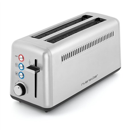 riviera&bar - Grille-Pain Inox Satiné 1500W avec 2 Fentes Extra-Longues 25 cm