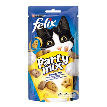 Purina Felix Party Mix Snack Chat Cheezy Mix avec Fromage Cheddar