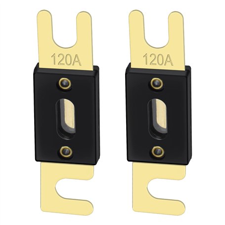 Heschen ANL Fuse ANL-120 Lot de 2 fusibles 120 A pour système audio de voiture Doré et noir