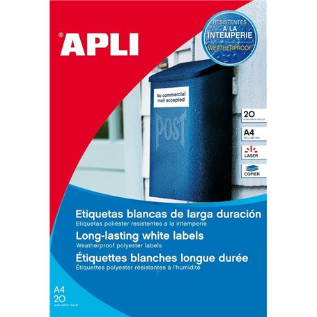 Apli 015088 Lot de 420 Etiquettes polyester laser/copieur 63