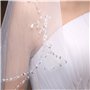 LianShi voile de mariée nuptiale multi-niveaux décorée de paillettes et perles 70CM (Blanc beige)