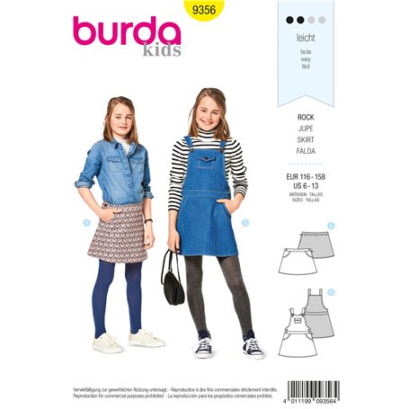 Burda Patron Kids 9356 Jupe et Salopette
