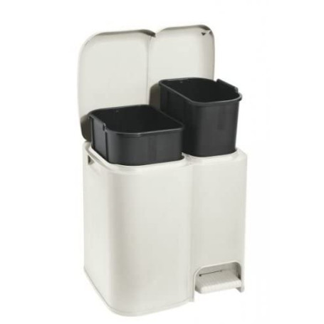 Tontarelli Lot de 2 Poubelles pour le tri sélectif Patty couleur crème 13 + 8 L - 39 x 32