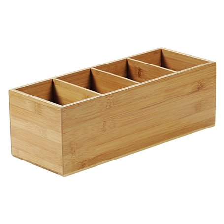 Kesper 70850 - Range-couverts avec 4 compartiments - En bambou certifié FSC