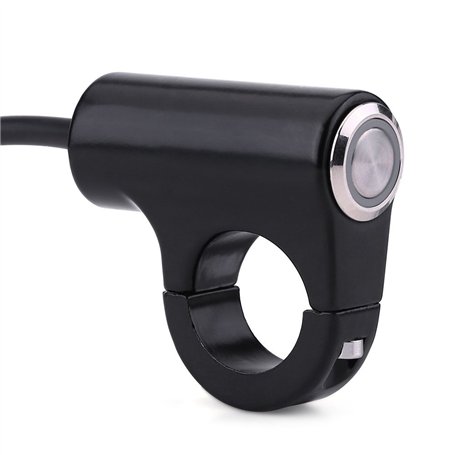 Qiilu 22mm Moto Guidon Mont Commutateur Bouton Poussoir Phare de Frein Brouillard Feux ON/OFF (Bouton de Retour Automatique)