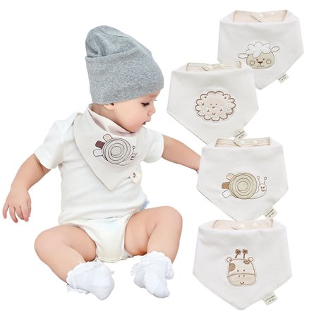 Bavoirs bandana bébé pour garçons et filles de 4 pack-100% coton bavoir bébé bandana bavettes
