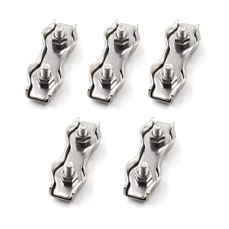 M6 Pince de câble d'agrafe de câble métallique 304 en acier inoxydable 5 pièces