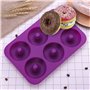 Lot de 2 moules à donuts anti-adhésifs en silicone à 6 emplacements pour gâteaux, biscuits, bagels, muffins (violet foncé et vio