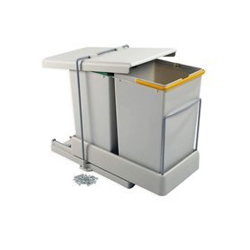 EMUCA 8077221 - Contenedores de reciclaje Emuca de fijación inferior y extracción automática con 2 vasos de 14 litros