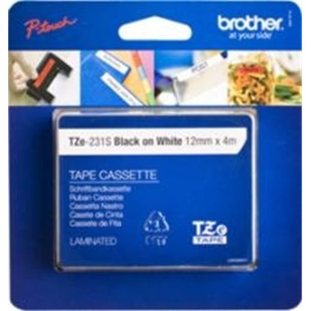 BROTHER TZE231S2 Ruban 12 mm x 4 m Noir sur Blanc