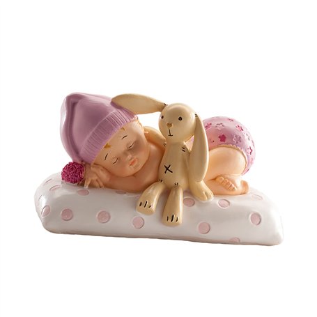 Dekora - Détails de Baptême | Figure de Décoration de Baptême Fille - Bébé avec Peluche