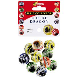 10 Calots Œil De Dragon Billes en Verre 25 mm 10 Calots Œil De Dragon Billes en Verre 25 mm